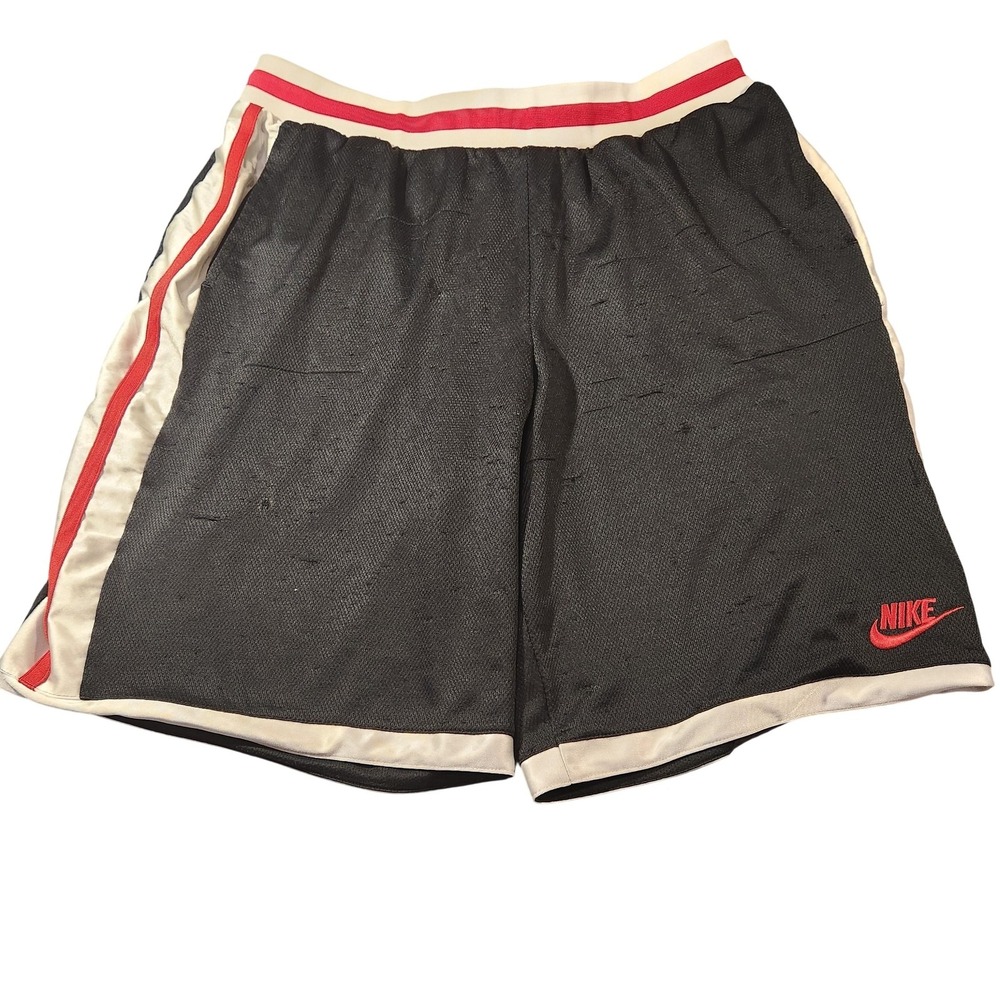 Nike Basketball Shorts Mens Large Black White Red Mesh Nikefit Swoosh Athletic